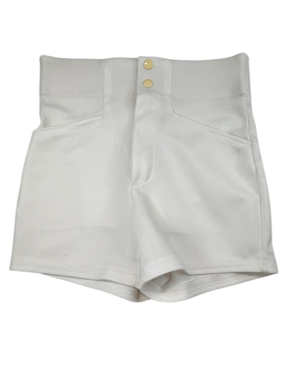 Ventage High Waist Shorts Bike Women's Small White Stretch Snap Button Pockets